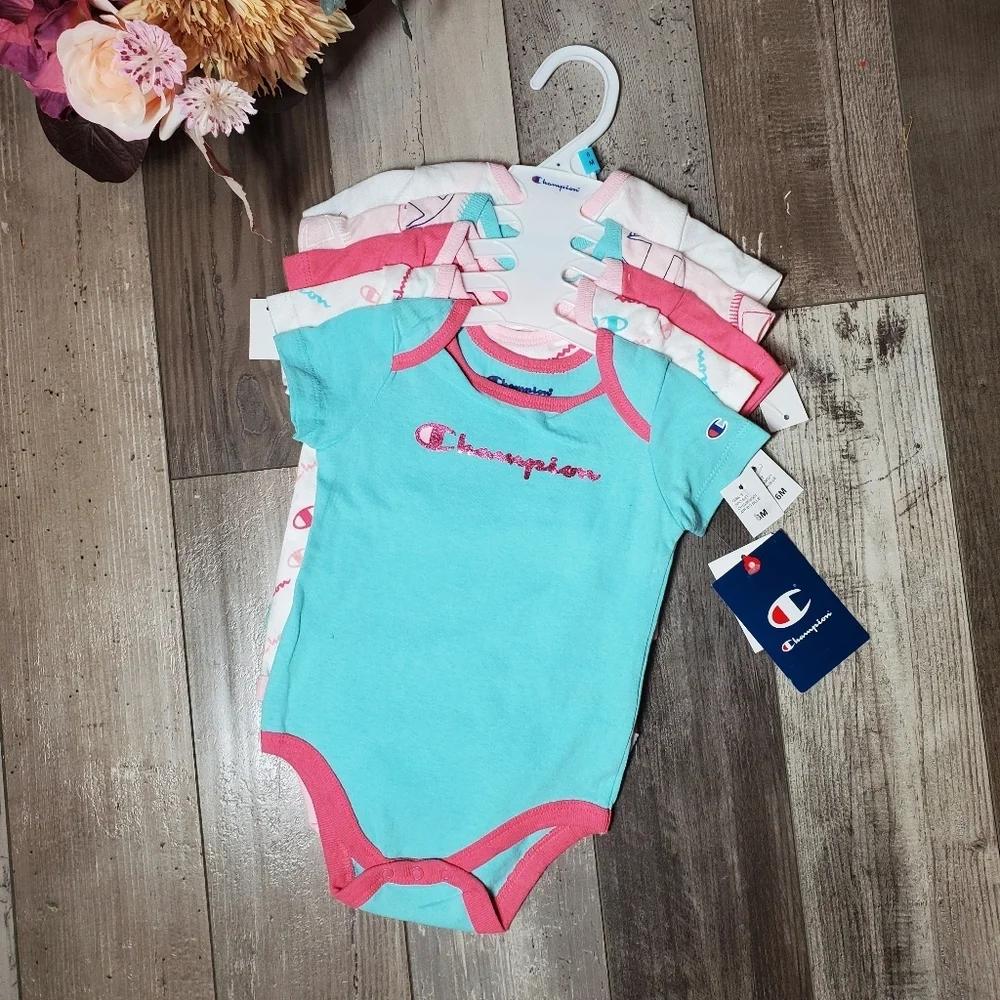 NWT Champion 6M Baby Girl 5pc Set Aruba Blue 5 Pack Matching Bundle